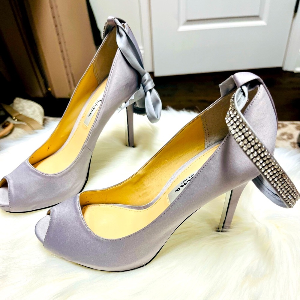 Nina New York heels with ribbon tie strap